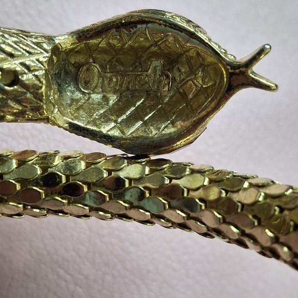 Vintage Whiting & Davis Oromesh Gold Snake Reptile Bracelet With Original Box - Picture 5 of 6